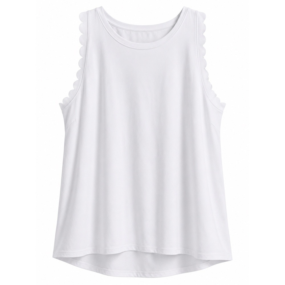 Crown & Ivy White Scallop Sleeveless Tank Top 4X NWT Stretch MSRP $40